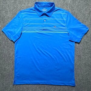 Vineyard Vines Performance Polo Shirt Blue White Stripe Golf Mens Large